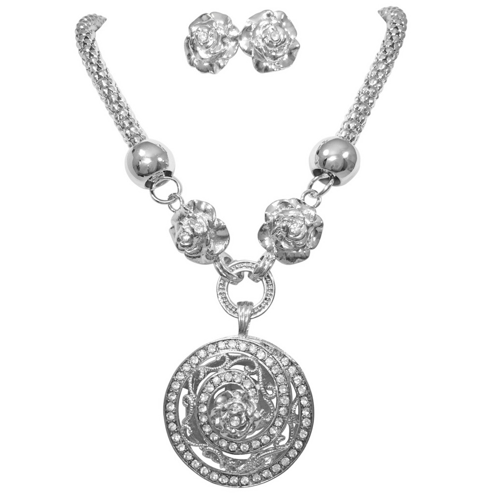 Chunky Swirl Pendant Unique Necklace Earrings Set